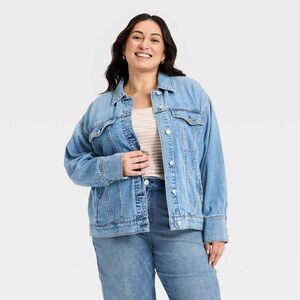 Ava & Viv - Women's Denim Boyfriend Trucker Jacket - Ava & Viv Medium Wash